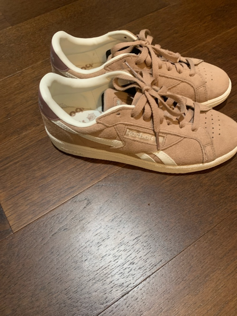 Reebok Suede Low-Top Sneakers in Blush and Cream